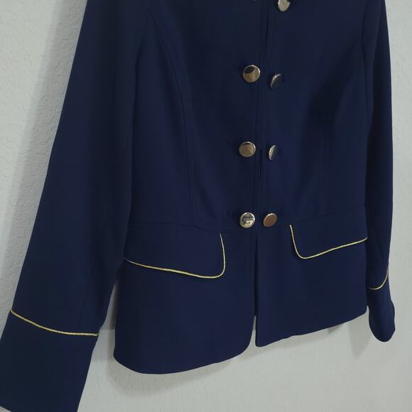 Chicos Navy Blue Military Jacket Womens XS / 4 Chicos 0 Gold Details Edg… - Picture 12 of 14